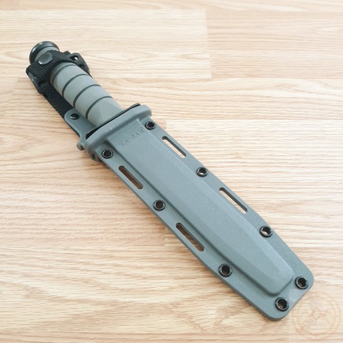 KA-BAR Fighting Fixed Knife 7" 1095HC Carbon Steel Blade Green Rubber Handle - Picture 10 of 12
