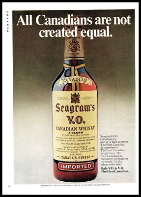 雑酒表記　Seagram's V.O. 1950-60年代流通 1974 Seagram's VO Canadian Whisky Whiskey Vintage Print Ad Not All