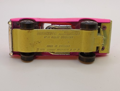 VTG. 1971 Matchbox Superfast No. 70 Pink Dodge Charger Dragster England - Picture 18 of 19