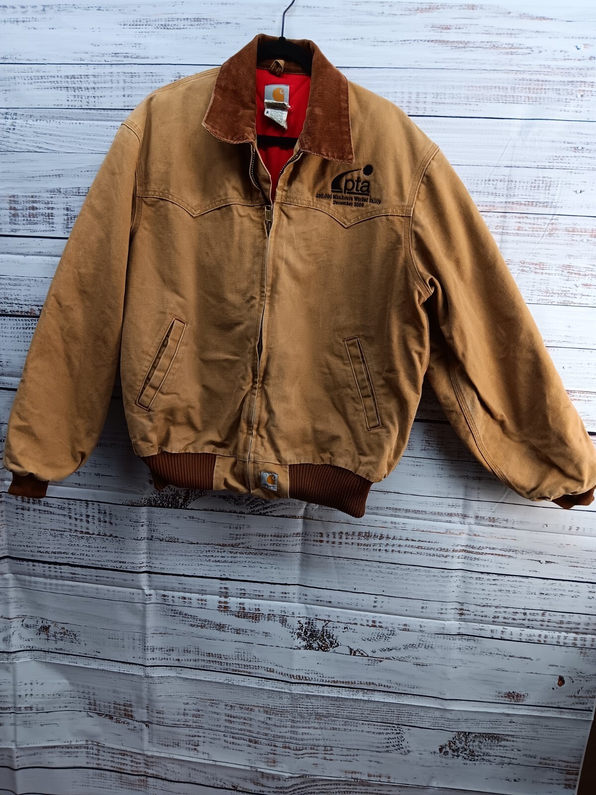 Vintage Carhartt Men's Large Brown Quilted Flannel-Lined Jacket Made in USA