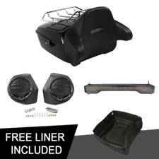 King Trunk W/ Backrest Rack Speakers Light Fit For Harley Road Glide 14-25