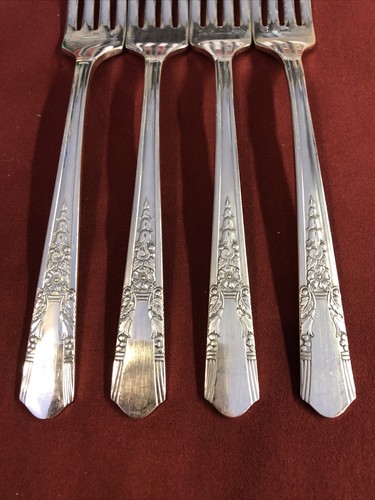 Jasmine 4 Dinner Forks Silverplate SL & GH Rogers Oneida Ltd Excellent! - 第 4/6 張圖片