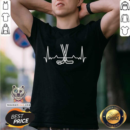Nice Cool Ice Hockey Stick Heartbeat T Shirt
