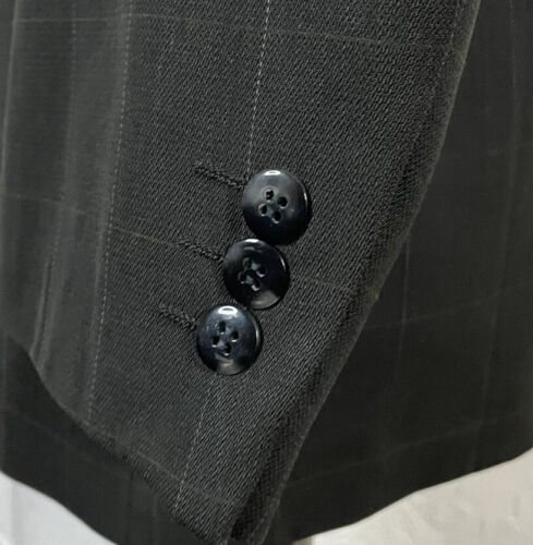 Vintage Pierre Cardin 2 Piece Suit Mens 42R 32x29 Dark Green Windowpane Check - Picture 2 of 11