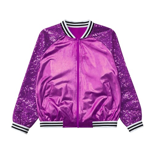Kids Sweatshirt Sport Blouse Street Jacket Shiny Coat Sequin Sweater Party Top - Picture 31 of 71