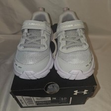 New Under Armour GINF Assert 10 AC Girls 7K Kids White Pink Sneakers