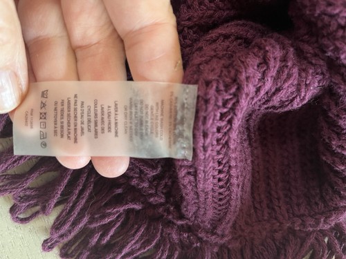 Margaret O'Leary Baumwolle V-Ausschnitt Pullover Fransen weinrot, gebraucht, in einwandfreiem Zustand - Bild 14 von 14