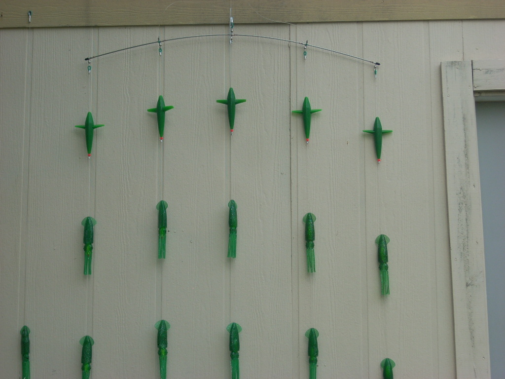 36" Splash 14 7"  "DarkGreen" Full Body Squid Spreader Bar  Tuna, Mahi, Billfish - Image 2