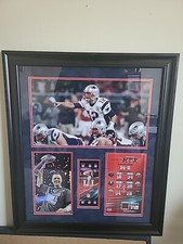 Tom Brady Framed SB 51 Photos W/Replica Ticket And Game Used Football Piece ...