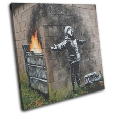 Snow Urban Graffiti Banksy Street SINGLE CANVAS WALL ART Picture Print