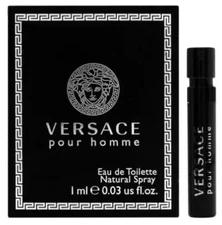 1 Vial VERSACE POUR HOMME Cologne 0.03 oz 1 ml Eau de Toilette Spray NEW ON CARD