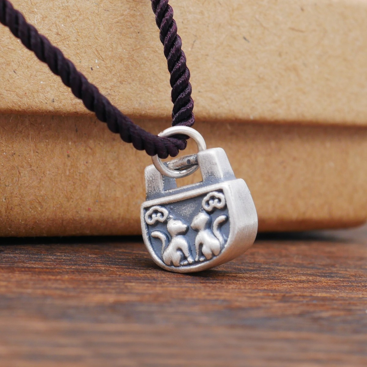 925 Sterling Silver Cute Cat Lock Pendant A5157 | eBay