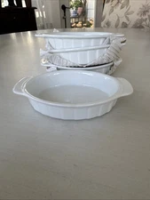 4 Xcell White Porcelain Mini Bakeware Dessert Dishes (Brand New)