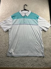 Ben Hogan Men's Polo Shirt XL White Blue Striped Performance Golf