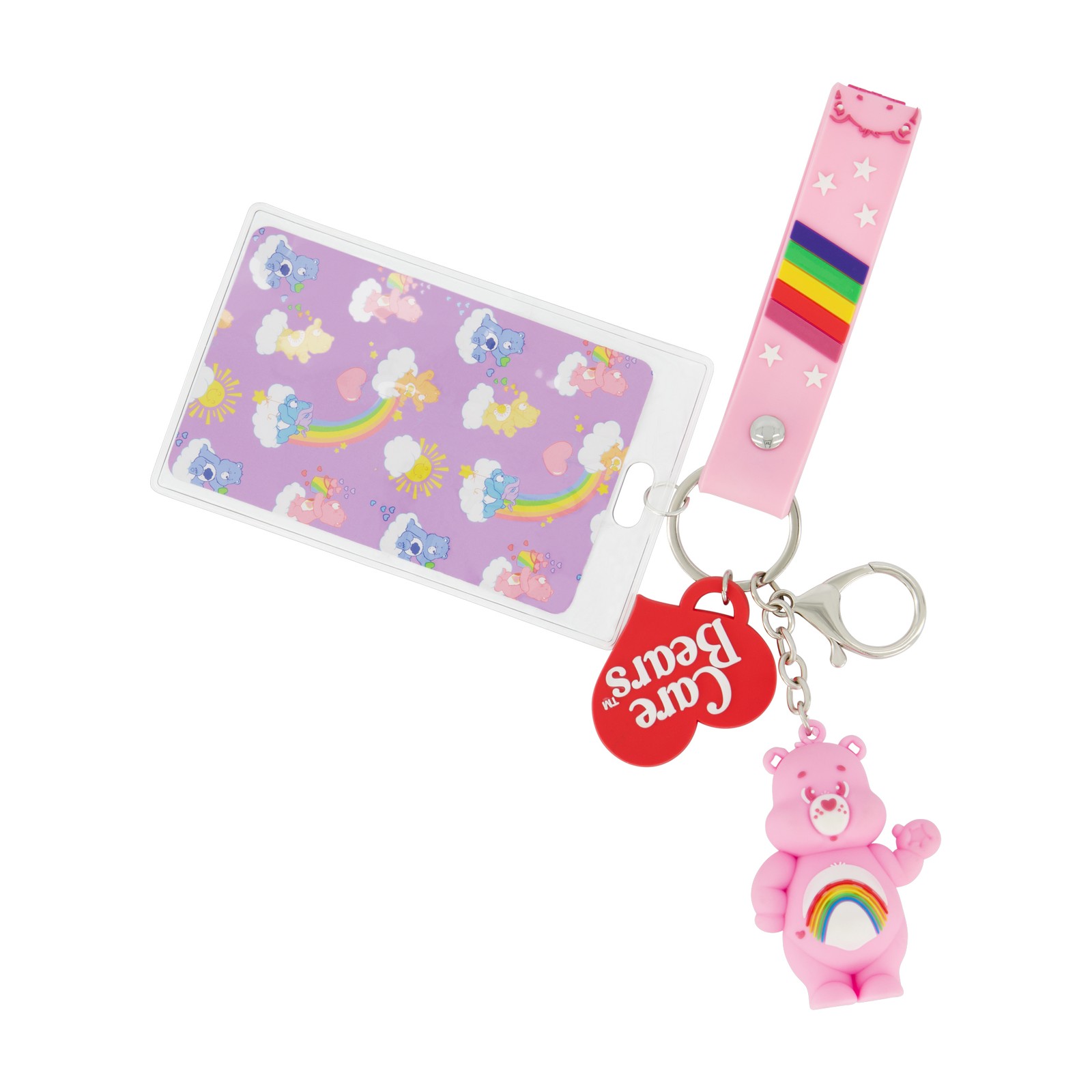 Care Bears ID Card and Badge Holder Keychain Cheer Bear Wristlet with Key Ring 3890₽