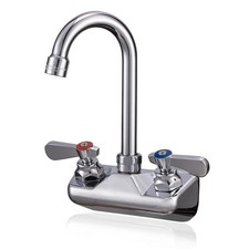Commercial Wall Mount Faucet 4" Center Hand Sink Faucet with 3-1/2" Gooseneck...