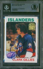 2001-02 Topps/OPC Archives CLARK GILLIES #35 Signed Beckett Islanders BAS Auto