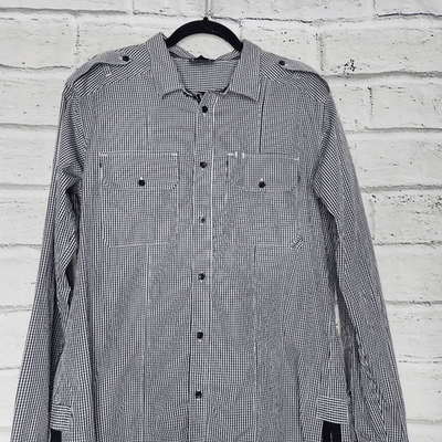 black and white gingham mens dress shirt The Black Tux & White Gingham Shirt In Black | Size: Large
