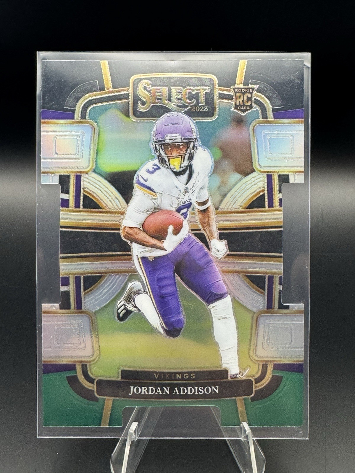 2023 Panini Select Concourse Jordan Addison #66 Black & Green Prizm Die-Cut (RC)