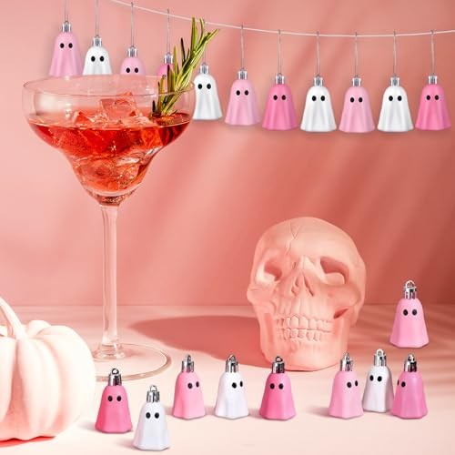 Gejoy Pcs Halloween Hanging Ornaments Cute Ghost 36 Light Pink, Pink,white