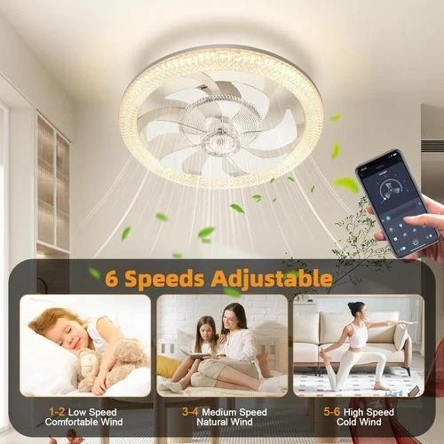 LED Ceiling Fan Light Dimmable Living Room Chandelier Lamp With Remote Control - Picture 2 of 11
