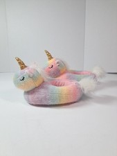 Wonder Nation Rainbow Toddler Girls Unicorn Slippers Size 7-8