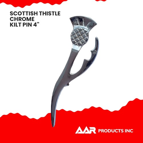 Scottish Kilt Pins Thistle Heritage Highland Kilts Pin Size 4" Chrome Finish AAR - Picture 5 of 8