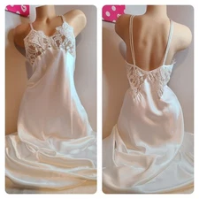 VTG Morgan Taylor Fantasies Silky Satin Long Maxi Gown Size M White