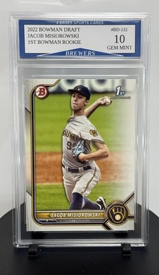 2022 Bowman Jacob Misiorowski Brewers 1st Bowman Rookie Card #BD-132 Gem Mint 10