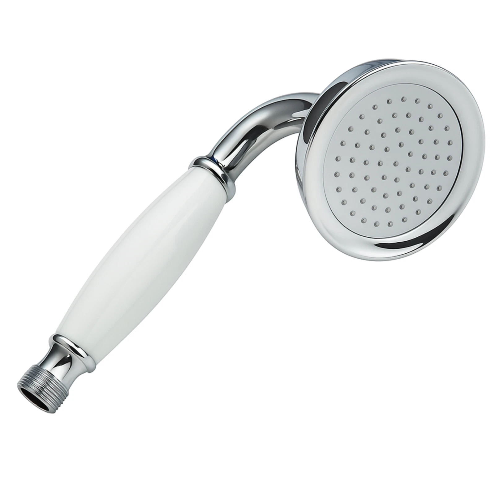Traditional Chrome & White Round Shower Handset 1/2" Connection