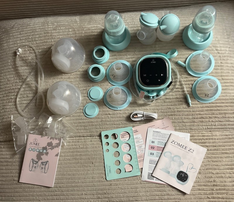 Zomee Z2 Double Electric Breast Pump DELUXE BUNDLE + Hands Free Cups NEVER USED