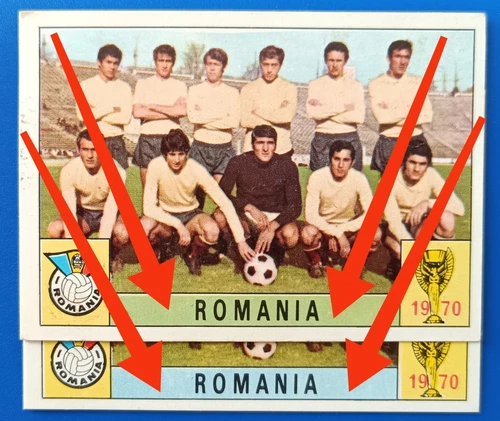⚽ PANINI STICKER MEXICO 70 ⚽ 1970 ⚽ PRINTING ERROR ⚽ TEAM ROMANIA GREEN VERY RR