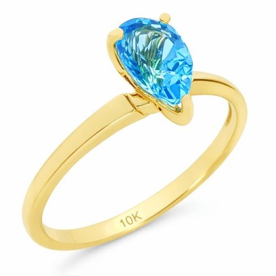 ECHTER 1,05 kt BLAUTOPAS RING 10k MASSIVES GELBGOLD -kostenlose Bewertung-Neu mit Etikett