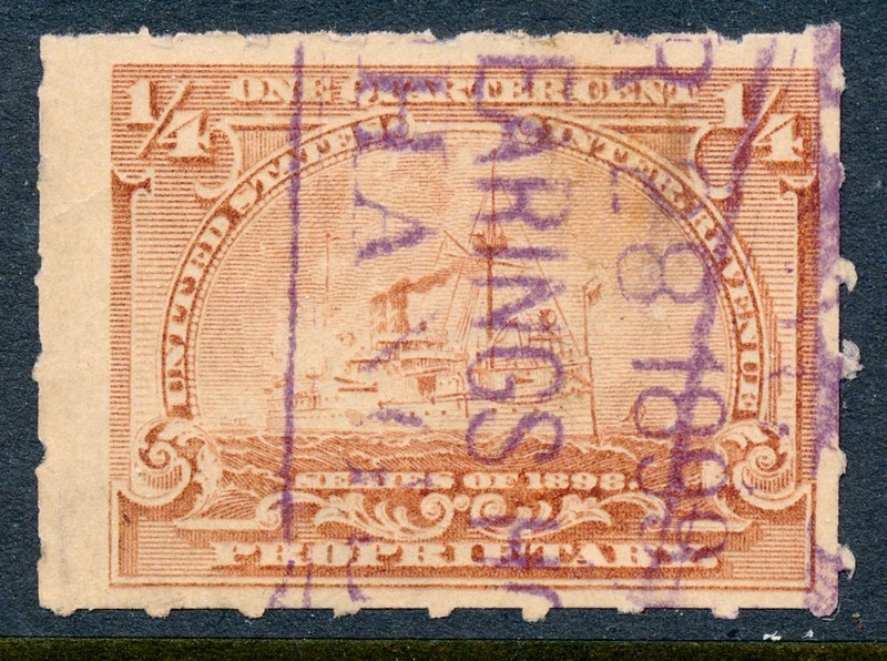 99c Start! US Revenue Stamp Battleship RB21 N.O. Clearings House 1899 cancel