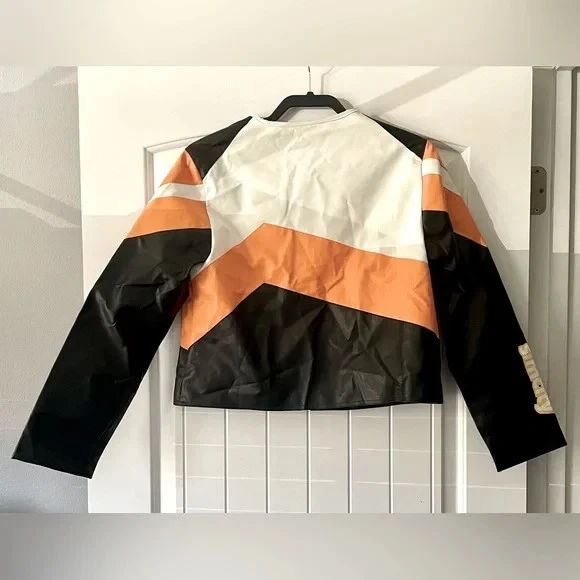 NUEVA Chaqueta de Motociclista de Cuero Sintético Recortada Talla M - ¡perfecta para el fútbol de los Bengals! Foto 2 de 4