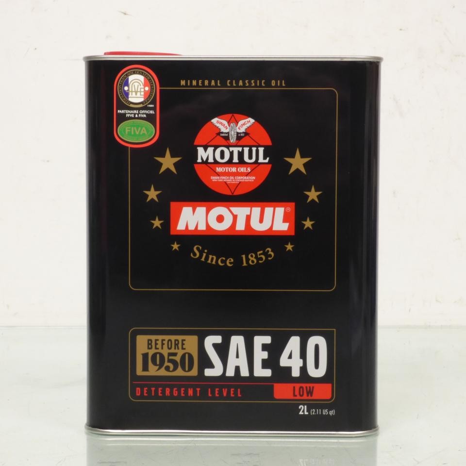 Huile Motul Classic SAE 40 pour moto et voiture ancienne d'avant-guerre - Bidon de 2L