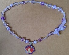 Purple  Clear Beads Girl Beaded Necklace Disney flat LITTLE MERMAID Charm Ariel
