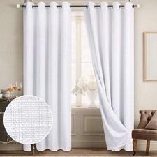 Diraysid 100 Blackout White Curtains Linen 52"W x 84"L Pack of 2 ,