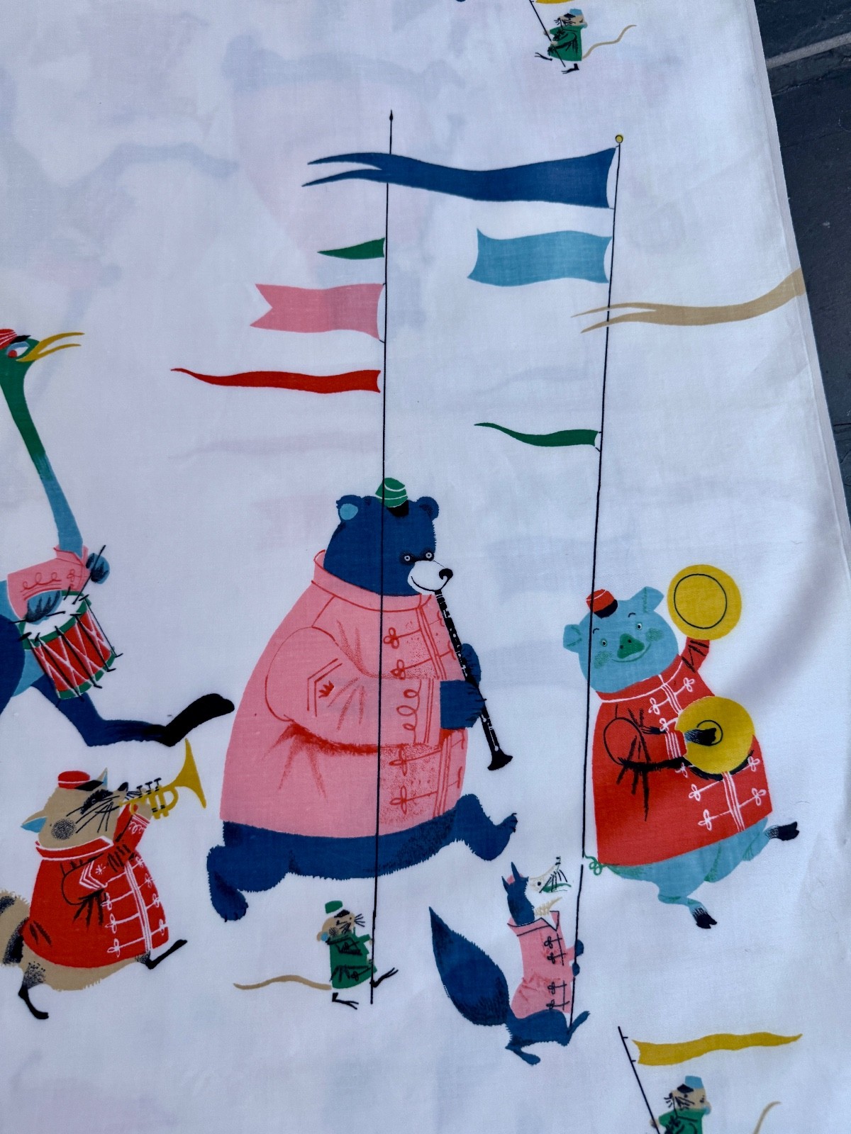 1950’s Musicians of the JUNGLE Novelty Mid Century Barkcloth  Era Vintage Fabric