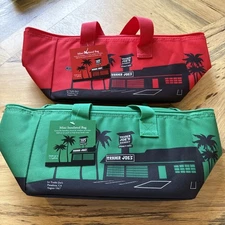 Trader Joe's Mini Insulated Freezer Bag 1.5 Gal Lunch Tote Set of 2 Red Green