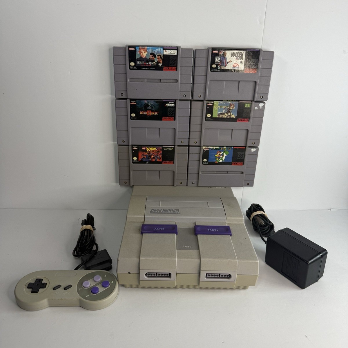 Super Nintendo SNES Console Bundle Games, Controller Cable