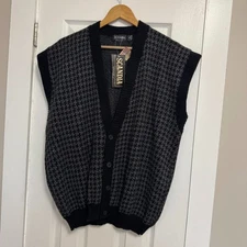 Scandia Knit Cardigan Sweater Vest Size XL Men 90s Button Y2K Oversized