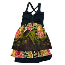 Pinky Women’s Sleeveless Floral Dress Black Fit & Flare Crisscross Back Size M