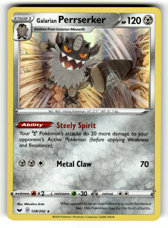 Galarian Perrserker 128/202 Holo Holo Rare SWSH01: Sword & Shield Base Set
