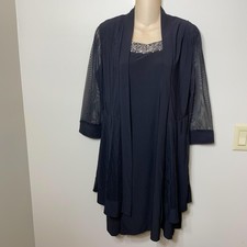 R M Richards Dress Jacket Set Womens 6 Beaded Neckline Black 2 Piece Dressy