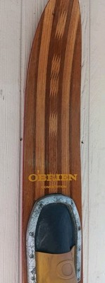 RETRO O'BRIEN SLALOM WATER SKI WOOD MARQUETRY TOP RED ACRYLIC BOTTOM 66'' LONG