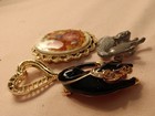 Gerry 4 Brooches Lot Squirrel, Heart, Cameo, Black Panther Enamel Rhinestone — photo 2