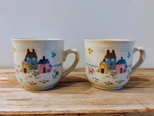 International TableWorks Heartland Set Of 2 Mugs Tea Cups 1994 vintage 90s Japan