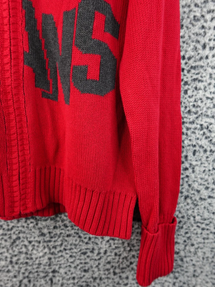 DKNY джинсы красный полный молнии толстовка с капюшоном свитер мужской XL графический логотип вязаный хлопок куртка - Изображение 4 из 4