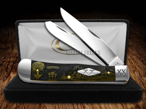 Case xx Knives Trapper Aliens Olive Green Bone 1/500 Pocket Knife Stainless